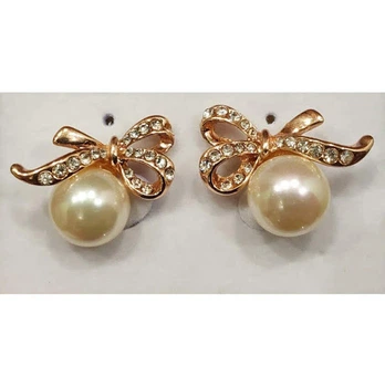 Женские серьги Fashion 1569 позолоченные с жемчугом