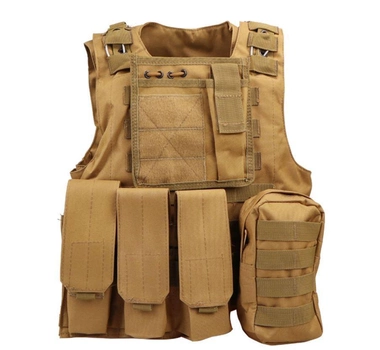 Жилет тактический военный Tactical Vest A56 Molle песочный 46х32х17 см