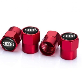 Защитные Набор колпачков на ниппель для автомобиля авто Ауди SUNROZ Caps Short Red Audi 4 штуки (A-67355)