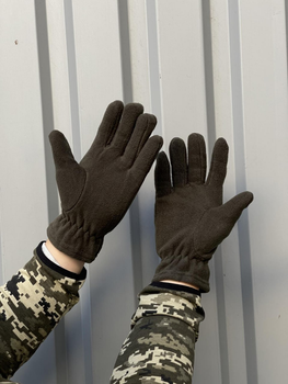 Чоловічі зимові рукавички на флісі Kreminna теплі військові хакі