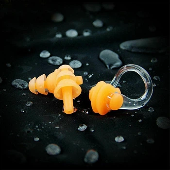 Беруши для плавания, купания с клипсой Silenta Swim Light, светло-оранжевый цвет. (A-12229)