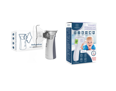 Сімейний комплект MEDICA+ Family Care ультразвуковий суміш інгалятор 7.0 + інфрачервоний безконтактний термометр 5.0 2 в 1