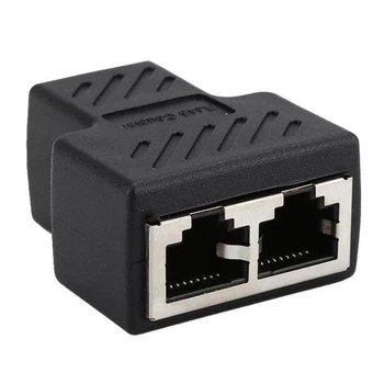Спліттер конектор SUNROZ з'єднувач витої пари мережевий LAN RJ45 - 2xRJ45 Чорний (A-484570)