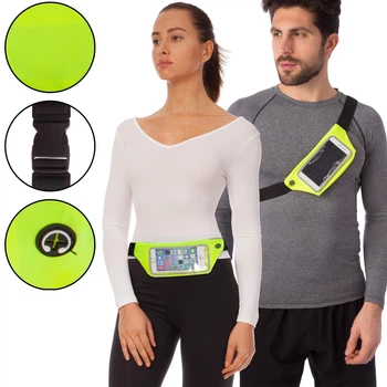 Спортивная сумка пояс для бега и ходьбы с сенсорным экраном RUNNING WAISTPACK GA-507 Лимонный