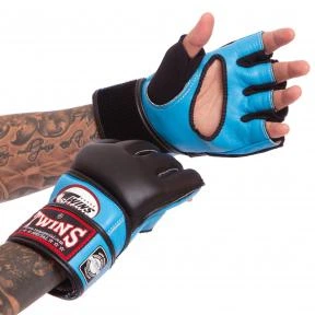 Перчатки для смешанных единоборств MMA кожаные TWINS GGL-4 XL синий-черный