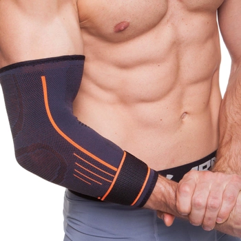Бандаж для локтевого сустава с фиксирующим ремнем EXTREME 711CA L-XL черный-оранжевый