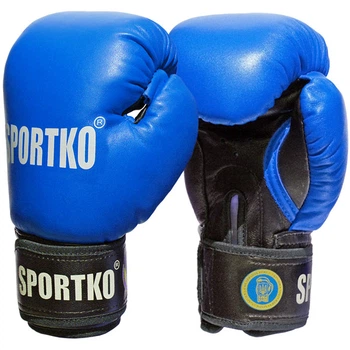 Кожаные боксерские перчатки SportKO 12 oz синие, липучка, пенополиуретановая амортизация(ISL_803F0DBCD505)