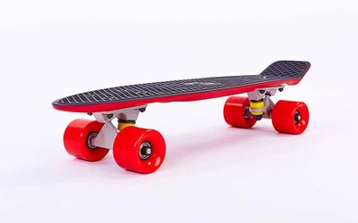 Скейтборд пластиковый Penny RUBBER SOFT TWIN FISH 22in двухцветная дека SK-410-8 (чер-крас)