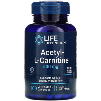 Ацетил L-карнитин Life Extension "Acetyl-L-Carnitine" с витамином С, 500 мг (100 капсул)