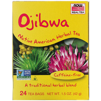 Чай оджибве NOW Foods, Real Tea "Ojibwa" трав'яна суміш без кофеїну, 24 пакетики (42 г)