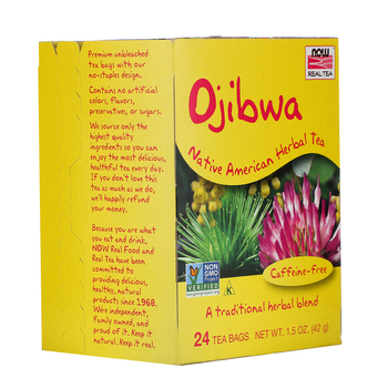Чай оджибве NOW Foods, Real Tea "Ojibwa" травяная смесь без кофеина, 24 пакетика (42 г)