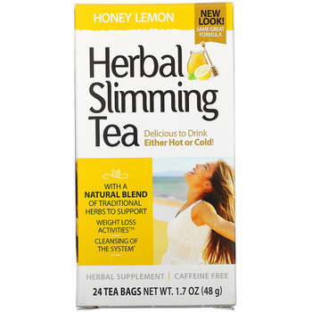 Травяной чай для похудения 21st Century "Herbal Slimming Tea" мед с лимоном, без кофеина, 24 пакетика (48 г)