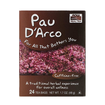 Чай з кори мурашиного дерева NOW Foods, Real Tea "Pau d'arco" без кофеїну, 24 пакетики (48 м)