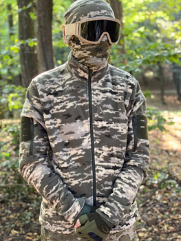 Кофта флисовая мужская военная тактическая с липучками под шевроны ВСУ (ЗСУ) Пиксель 8709 46 размер хаки (OPT-1345)
