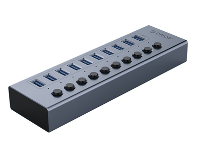 USB хаб Orico BT2U3-10AB USB 3.0 10 портів алюмінієвий з блоком живлення hub концентратор