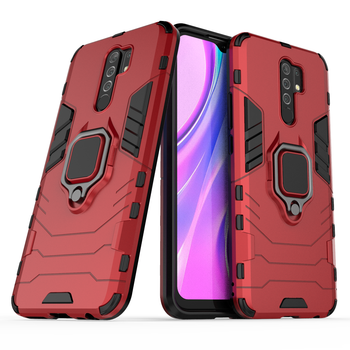 Чехол Iron Ring для Xiaomi Redmi 9 бампер противоударный с подставкой кольцом Red