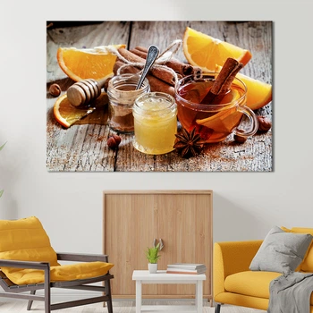 Картина напитки картина для кухни кафе бара Пряный чай с цитрусом 51x34 см (1652-1)