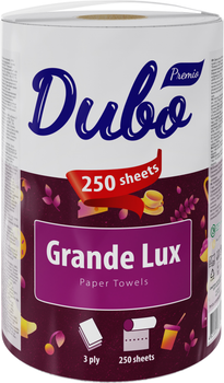 Полотенца бумажные Диво Premio Grande Lux 3-слойные 1 рулон 250 отрывов Белые (4820003837597)