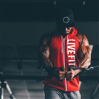 Жилет чоловічий з капюшоном Live Fit червоний М