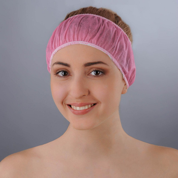 Повязка для волос одноразовая розовая Doily, 10 шт.