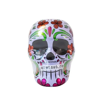 Металевий череп із цукерками Halloween Skull Tin with Smarties 17g (білий)