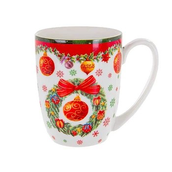 Чашка фарфоровая Lefard "Merry christmas Шар" 370 мл красная (985-001)