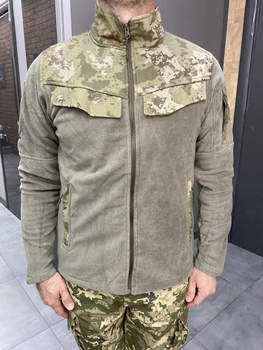 Армейская Кофта флисовая WOLFTRAP, теплая, размер 3XL, Оливковый, Камуфляжные вставки на рукава, плечи, карман