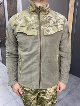 Армійська Кофта флісова WOLFTRAP, тепла, розмір XXL, Оливковий, Камуфляжні вставки на рукави, плечі, кишені
