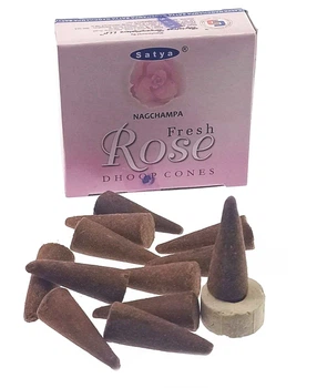 Благовоние " Fresh Rose" " Свежая Роза" Satya конусы 32427