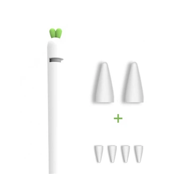 Силиконовый чехол со сменными наконечниками для Apple Pencil 1 STR Carrot Pencil Case - White