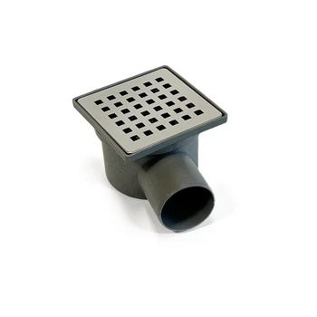 Трап для душа Drain Klepper 10х10 см, корпус- пластик, решітка- нержавіюча сталь, сухий затвір, горизонтальний вихід 50 мм