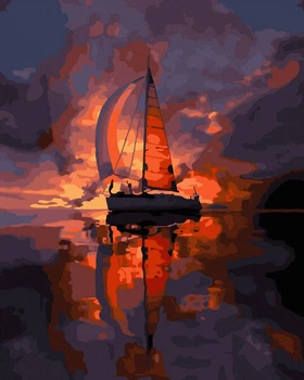Картина по номерам «Яхта на закате» GX44526 40х50 | Brushme