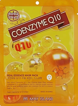 Тканинна маска з коензимом - May Island Real Essence Coenzyme Q10 Mask Pack 25ml (810767-9928)