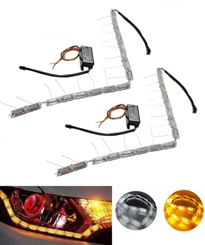 Гибкие ДХО Crystal LED с функцией поворота, динамические ДХО с бегущим поворотом, гибкие кристалы 15 секций Autoexpect (91910)