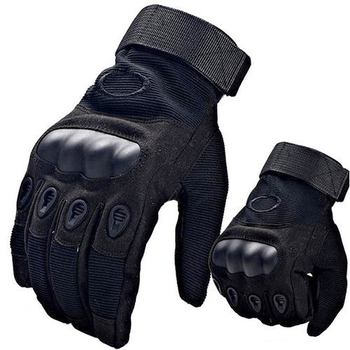 Универсальные тактические перчатки размер L полнопалые с защитой на косточки (Черные)