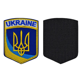 Патриотический шеврон Ukraine с гербом (Украина) на липучке Neformal 6.7x9 см желто-синий (N0692)