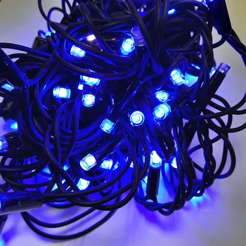 Гирлянда NikoLED STRING 100LED 10м внешняя синий цвет на черном кабеле (3135-31)