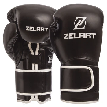 Перчатки боксерские PU Zelart Pro (размер 12oz, Черный) (BO-1391_Черный_12_унции)