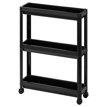 Тележка IKEA VESKEN 54x18x71 см Черная (604.712.24)