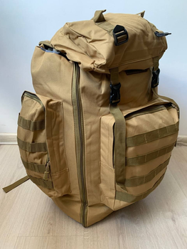 Тактичний військовий армійський туристичний рюкзак пісок койот ЗСУ q008 70-80 літрів