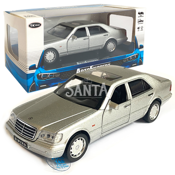 Игрушечная машинка металлическая Mercedes-Bens W140 (Мерседес-Бенц W140) «АвтоЕксперт», серая, батар., свет, звук, откр.двери, инерция, от 3 лет, 15*6*5 (LF-43189)