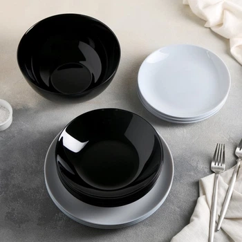 Столовий сервіз Luminarc Diwali Black&Granit 19 предметів (P4358)