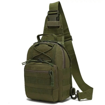 Рюкзак сумка через плечо мужская тактическая A74 олива