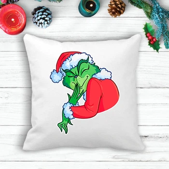 Подушка з новорічним принтом Грінч (The Grinch) "Задоволений"