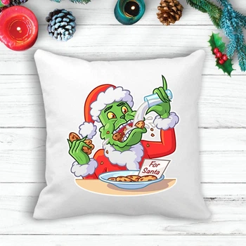 Подушка з новорічним принтом Грінч (The Grinch) молоко та печиво