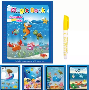 Багаторазова водна розмальовка з маркером Magic book 826P Підводний світ