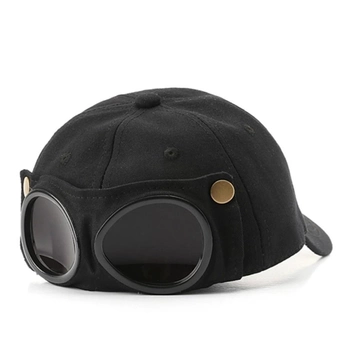Кепка Бейсболка с маской Солнцезащитные очки Hande Made (C.P. Company) с изогнутым козырьком Черная, Унисекс WUKE One size