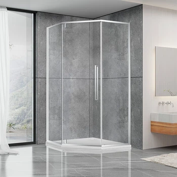 Душевая кабина Dusel DL197H Chrome, 100х100х190, пятиугольная, профиль хром, стекло прозрачное
