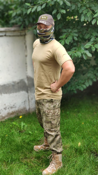Военная футболка хлопок SINGLE SWORD койот S