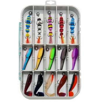 Готовый набор для ловли судака щуки мандула силикон поролоновая рыбка корбка Aquatech 7035-06